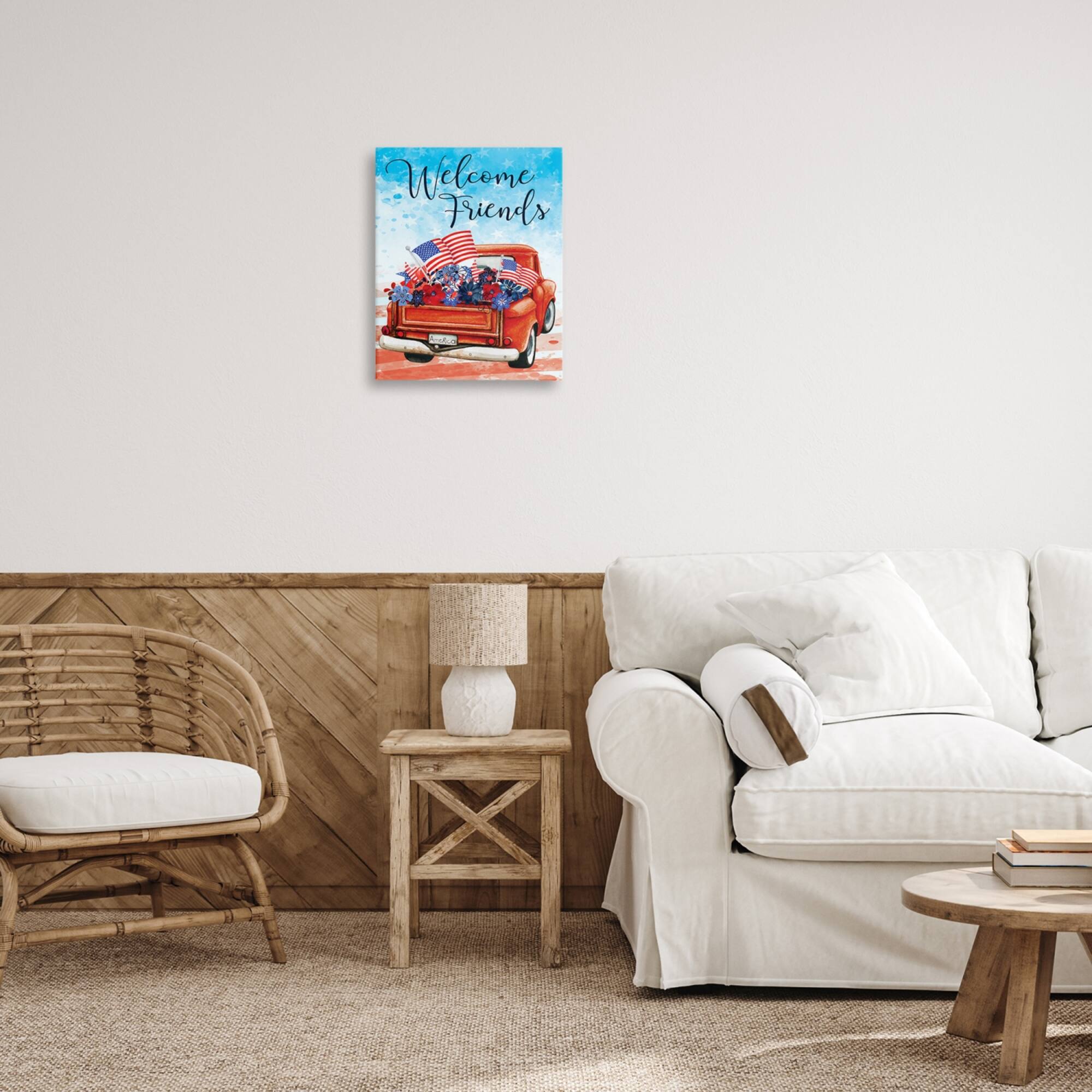 Stupell Industries Welcome Friends Americana Pickup Truck Canvas Wall Art